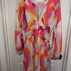 Colorful Long Sleeve Women's Dress